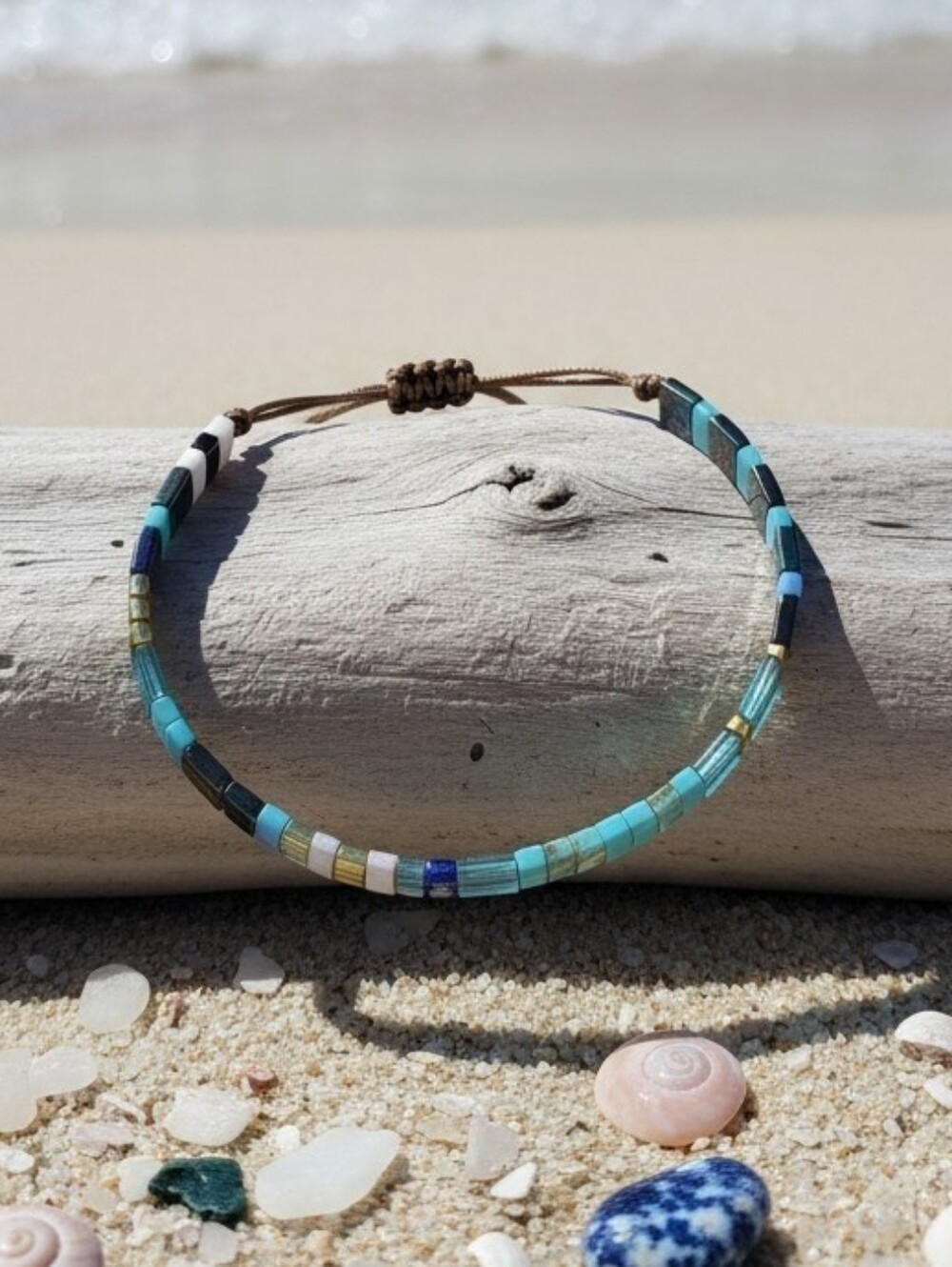 Tila Glass Bead Bracelet Ocean Teal Olive Adjustable Boho Layering Stacking - Picture 10 of 13